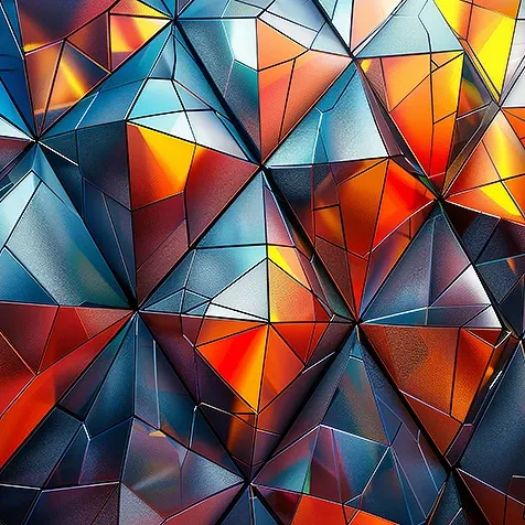 Multicolored diamond shaped tiles
