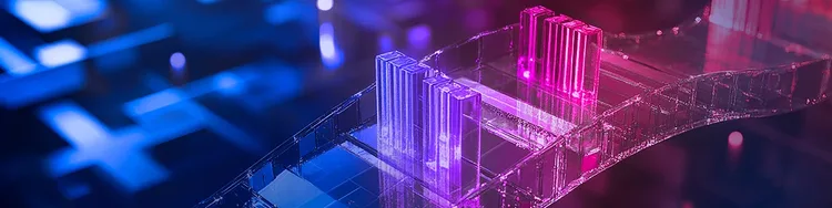 Colorful glass blocks arranged like a bridge