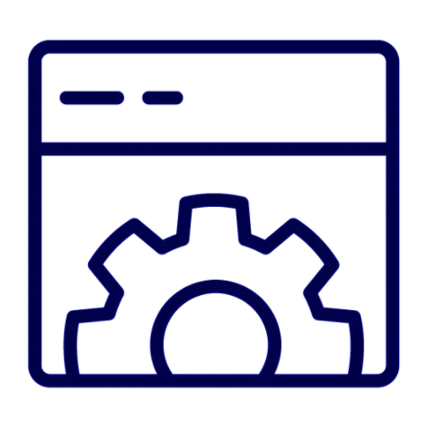 A gear sign inside a calendar like square box