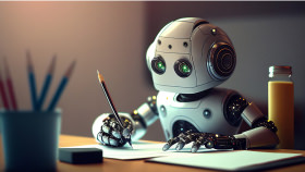 ai robot writing on paper