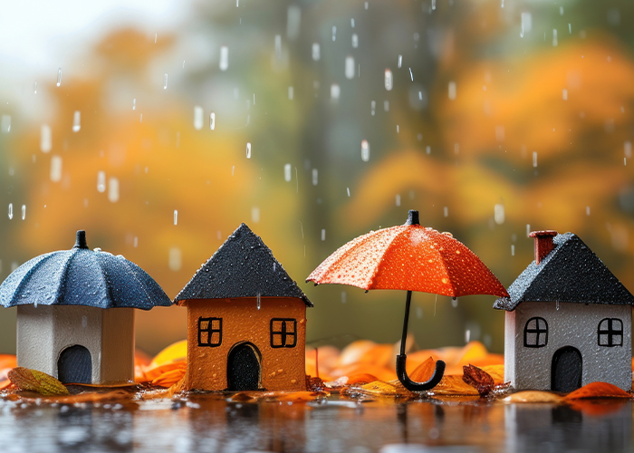 houses and umbrella