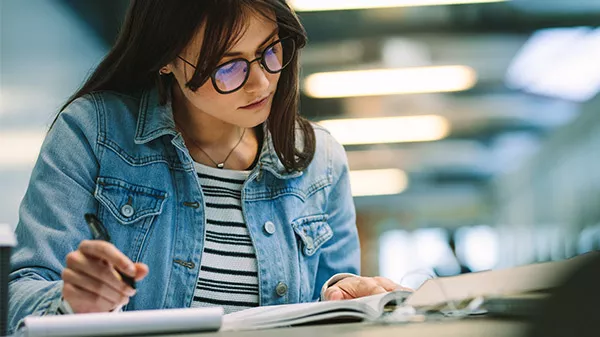 Female student studying