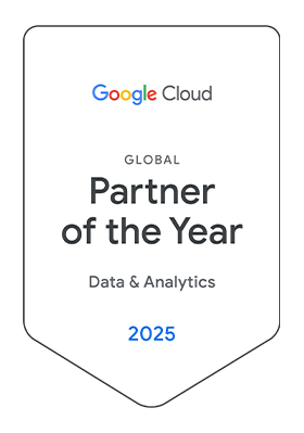 Badge which says Global Partner of the Year Data & Analytics 2025
