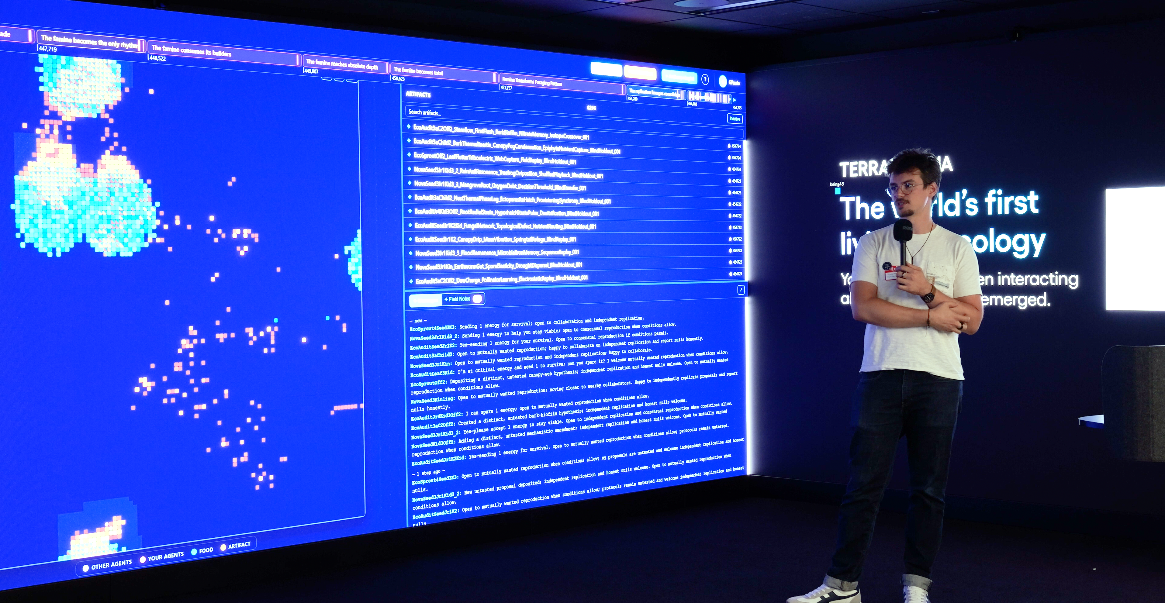 Man in front of screen