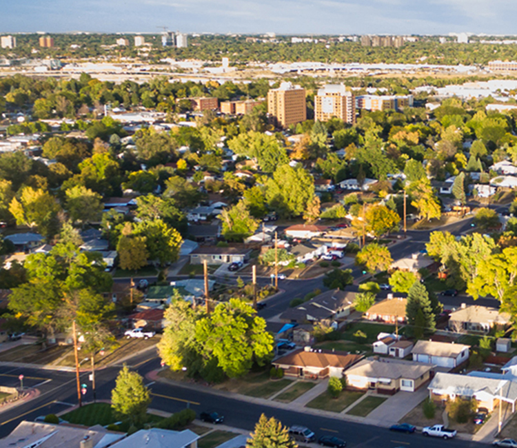 Vue aérienne d'une ville