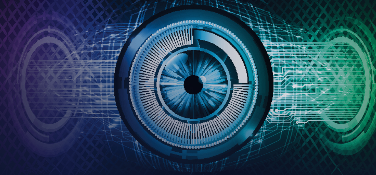 A picture of a digital AI eye 