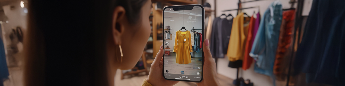 A women is taking image of a dress