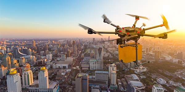 Image of a drone delivery