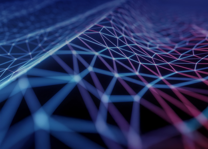 Abstract image of blue colored connected web-like patterns 