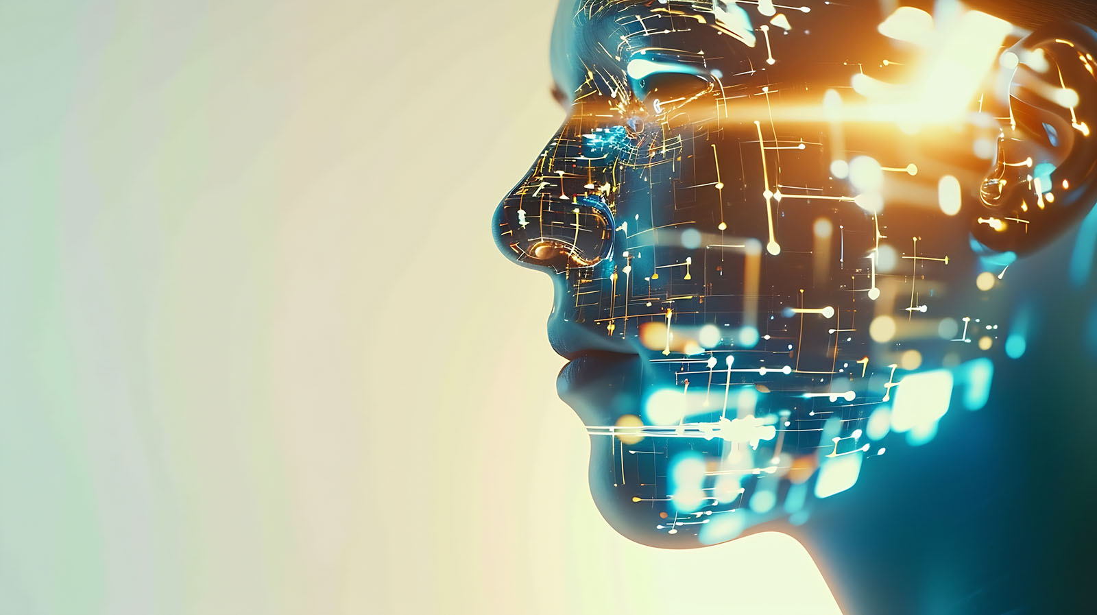 una mano biónica tocando a una mano humana