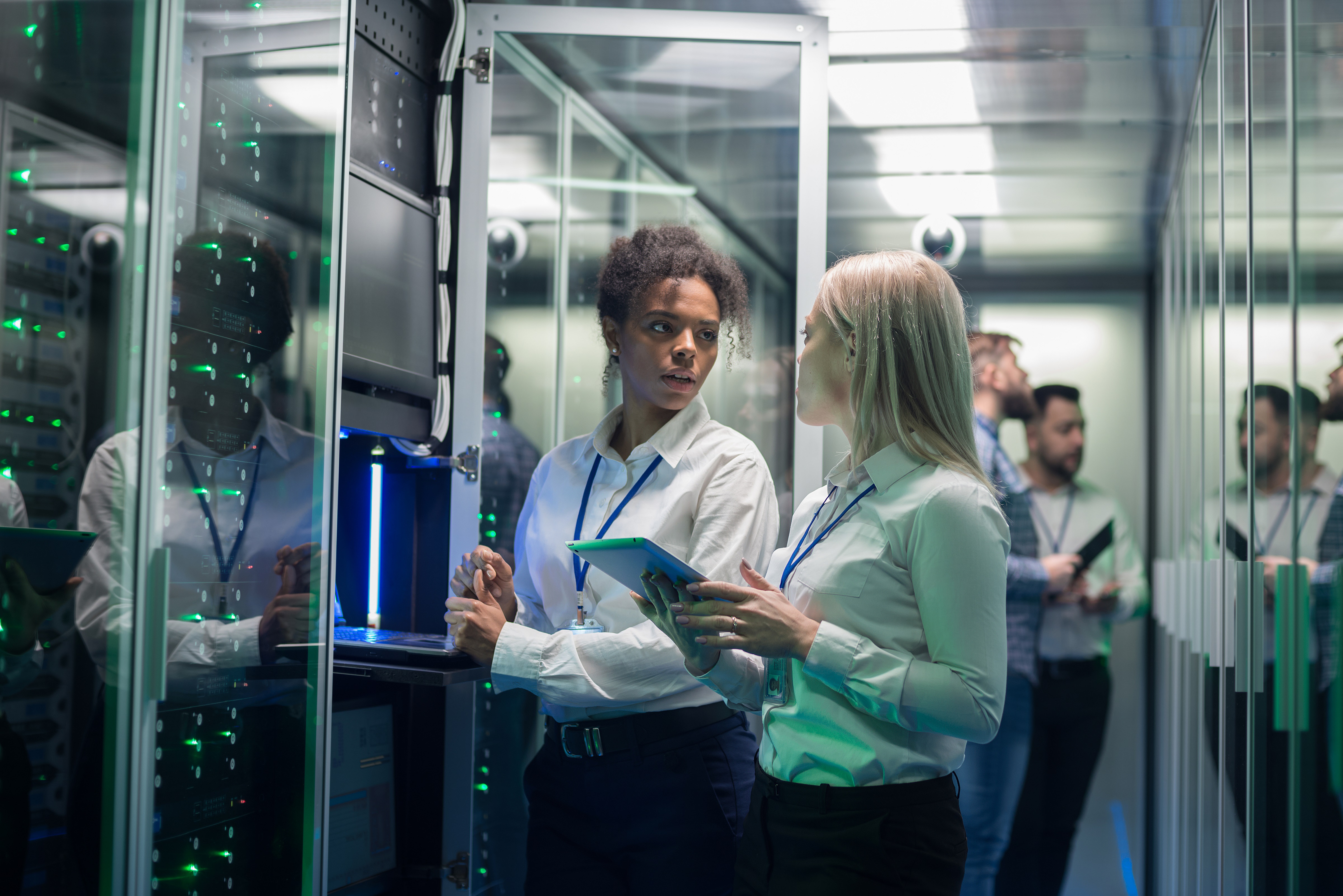 two women in server room