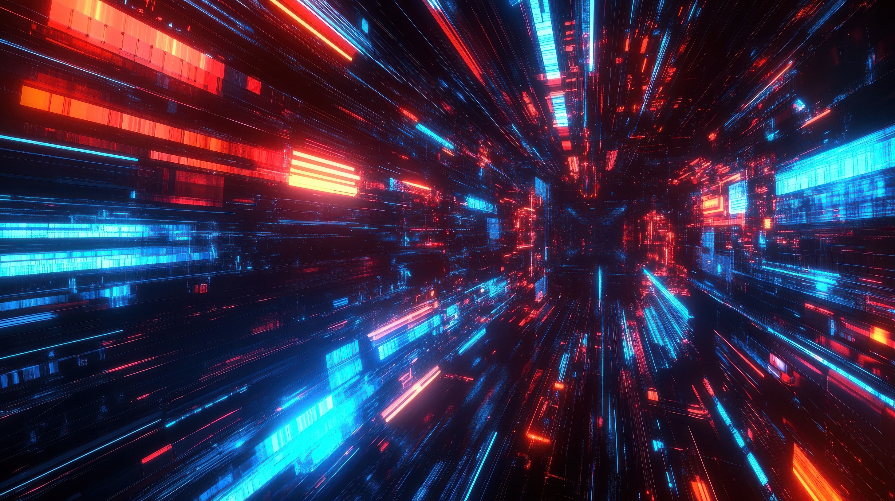 Background gaming abstract neon sci-fi themes cyberpunk red blue glowing dynamic technology wallpaper AI generated image illustration --ar 16:9 --v 6.1 Job ID: 9cac187b-9a9c-4189-9679-037031f316ed
