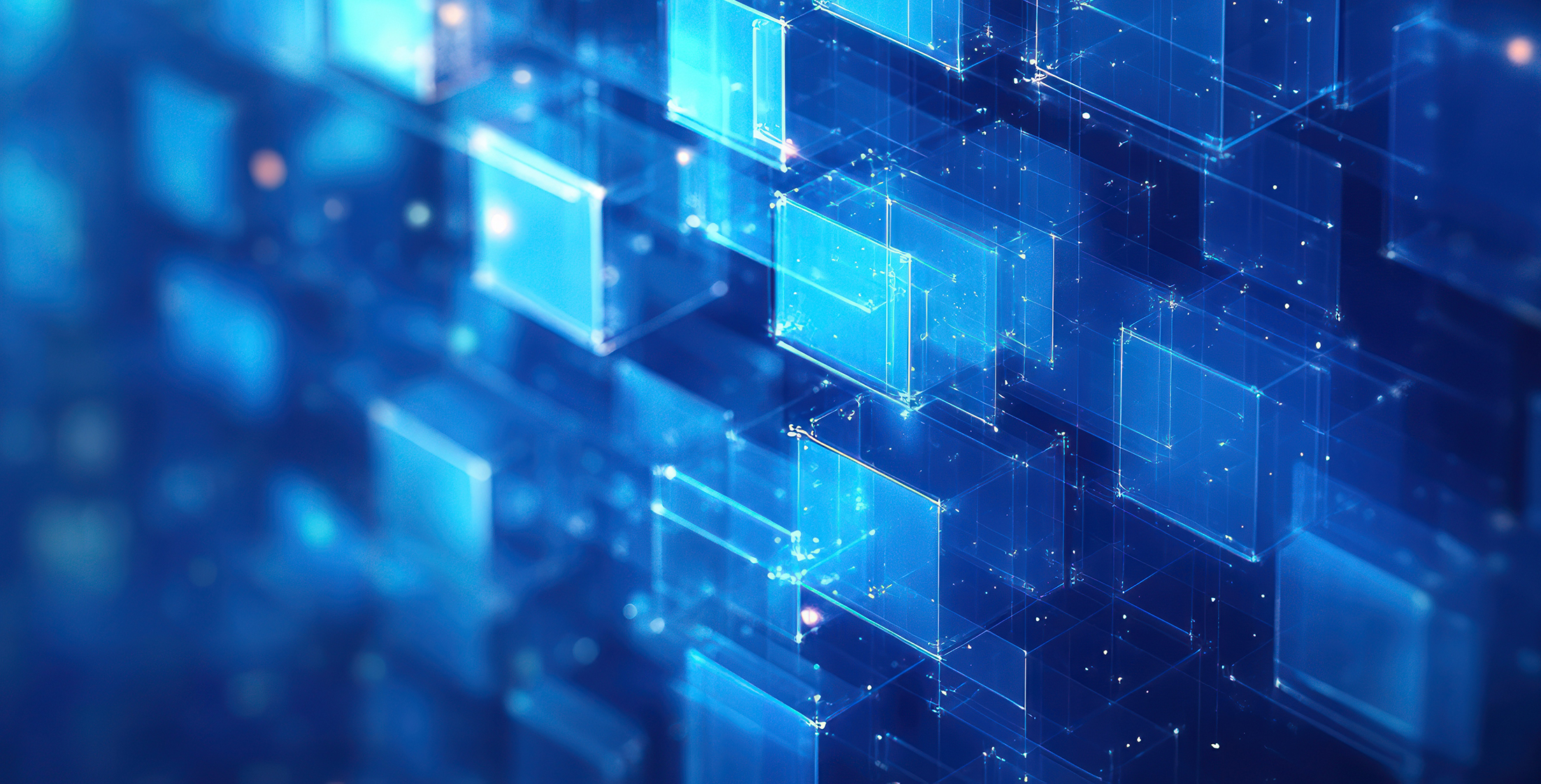 Geometric Pattern Texture with Floating Squares and Soft Blue Light