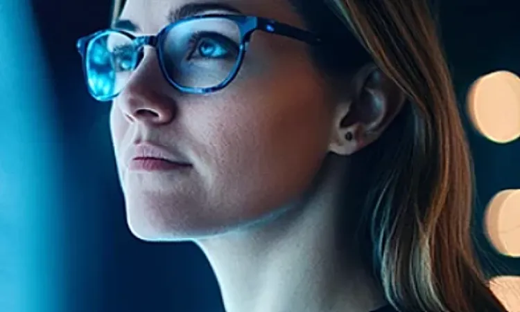 Close-up of a woman wearing glasses