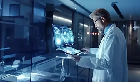 Two doctors discussing patient records