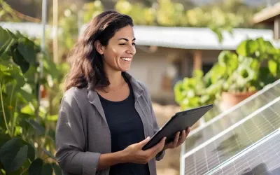 A person holding a tab and smiling