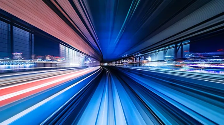 Railway tracks indicating high speed motion