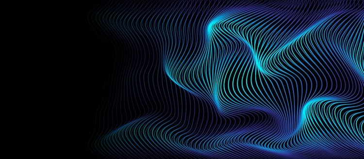 Blue digital lines forming waves