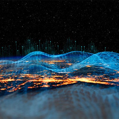 A vibrant depiction of cutting-edge technology representing the evolution and future of the internet.