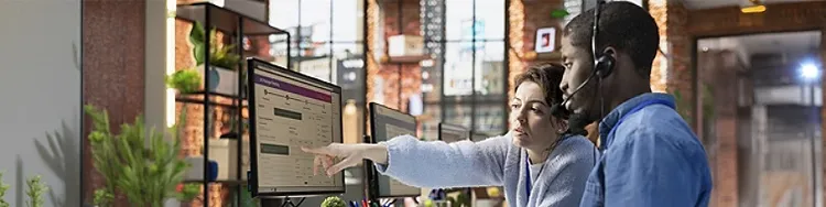 A customer care executive training another executive