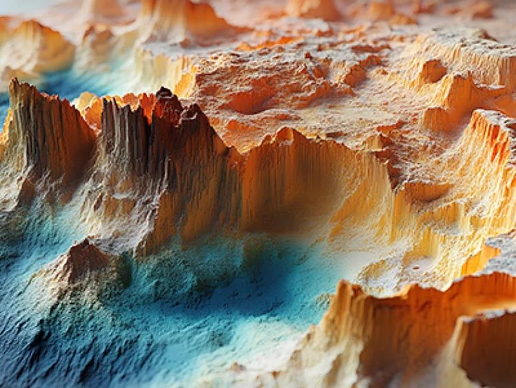 Rugged landscape with jagged peaks