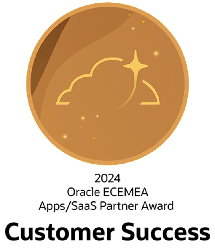 Oracle Applications/SaaS ECEMEA Customer Success Award badge