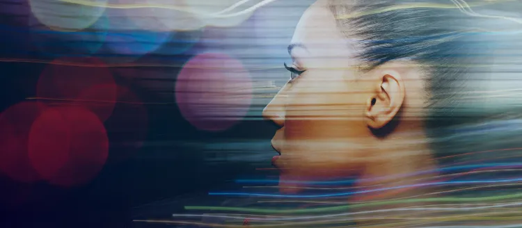 Profile of a woman with hair pulled back