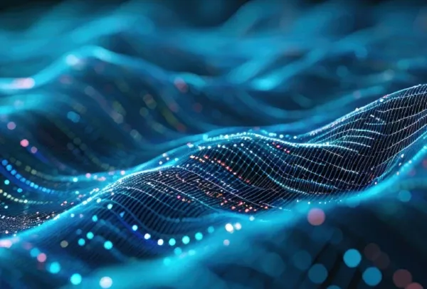 Digital waves on a blue background