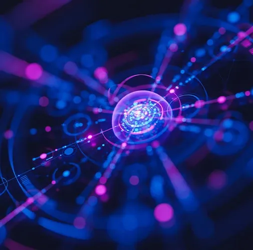 An abstract image of circular bluish blobs connected together