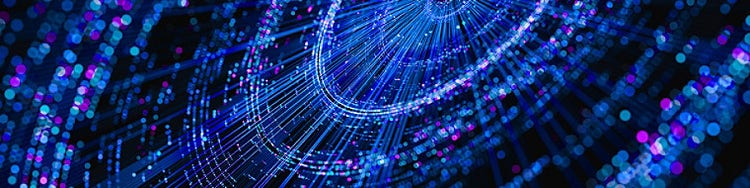Abstract blue digital network with glowing data points
