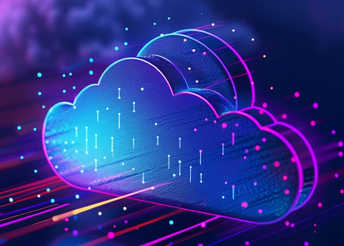 An abstract image of a digital clouds in blue shades