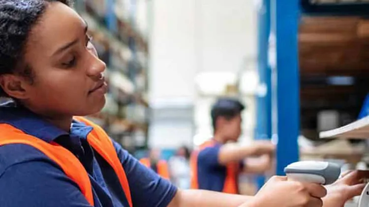 Woman scanning for logistics.
