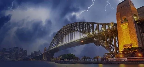 lightning over a bridge