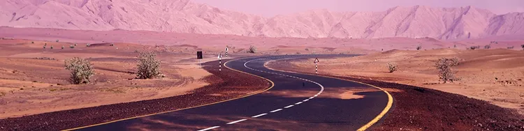 A s-shaped road in the desert