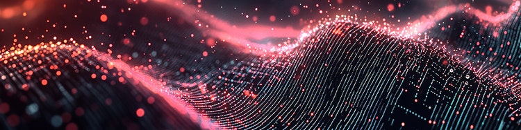 Abstract Digital Wave Background with Glowing Particles and Dynamic Energy Flow