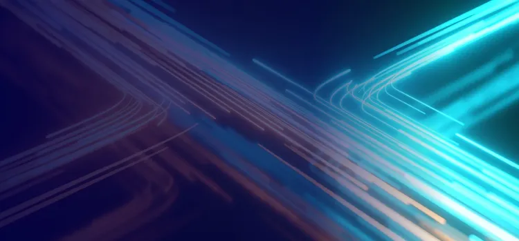 A skyblue color lighting lines are combining with other lines.