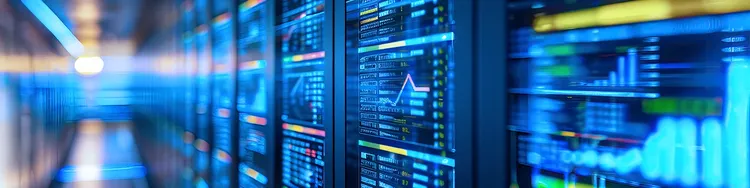 Advanced Data Center with Blur Effect and Rapid Blue LED Light Streaks