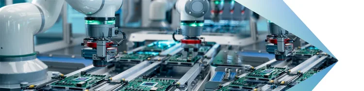 Robots assembling integrated chips