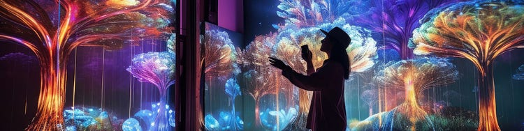 Picture of a person against an artistic background