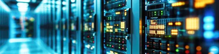 inside view of a data center with servers