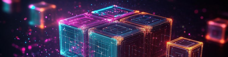 Abstract image of blocks of colorfully lit cubes