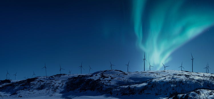 A view of night aurora in Nordic
