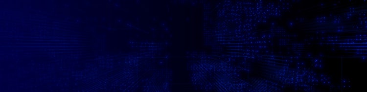 Abstract blue digital network with glowing data connections and depth.