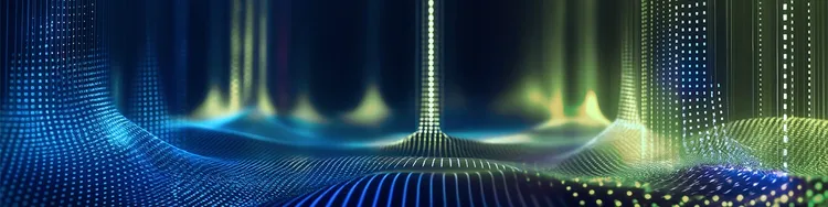 A gradient backdrop with a textured grain and delicate lighting effects