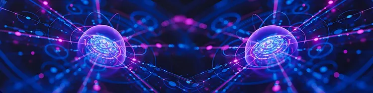 Futuristic AI network with glowing nodes and interconnected data pathways