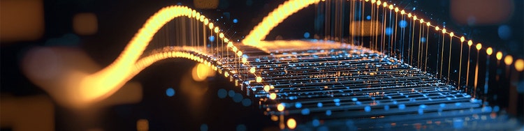 Ab abstract image of a bridge made up of led lights and has a digital board like surface