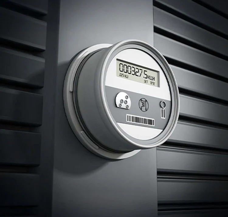 Closeup of an electricity meter.