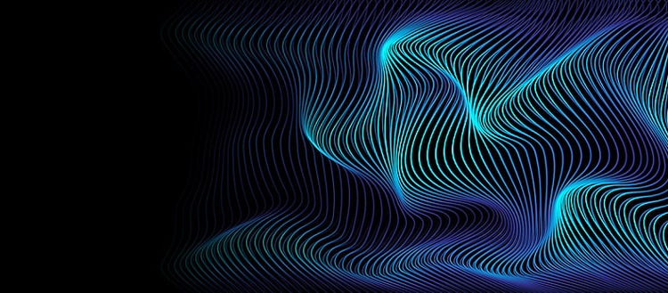 Blue digital lines forming waves