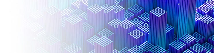 Abstract blue purple isometric cubes pattern representing digital transformation technology