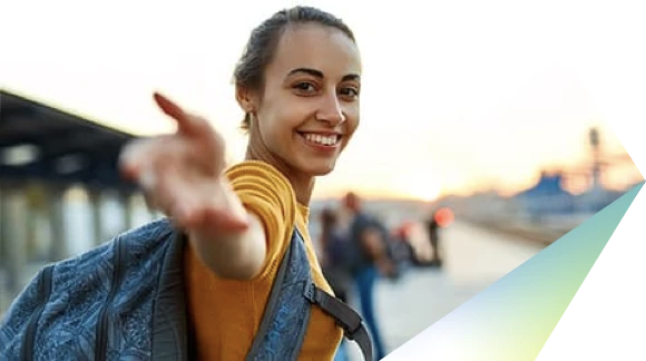 Woman reaching her arm out